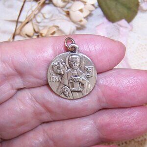 Vintage JCC Sterling Silver Religious Pendant or Charm - Saint John